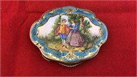 French Enameled 800 silver Almay compact with