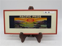 PACIFIC PRIDE FRUIT EARLY PAPER ADVERTISING FRAMED