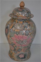 Fine Asian Urn with Lid 20" High