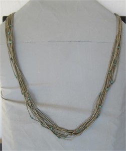 Multistrand sterling and turquoise bead Native