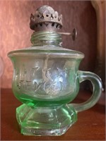 Little Jewel Uranium Green Depression Oil Lamp