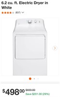 6.2 cu. ft. Electric Frontload Dryer in White