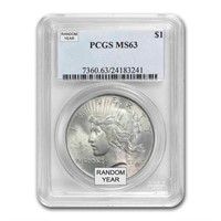 1921-35 MS63 PCGS/NGC Peace Silver Dollar