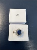 Oval Cut Sapphire & Crystals Sz8 U230