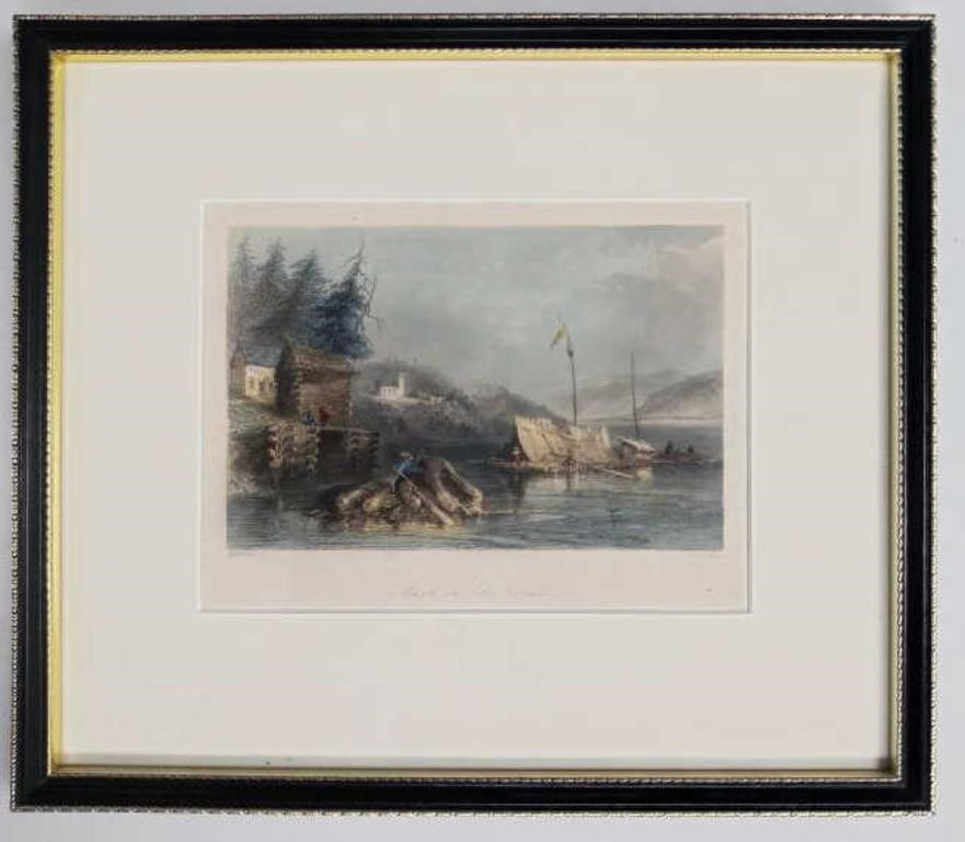 Antique Bartlett Etching March on Lake Chaudiere