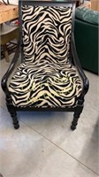 Black and beige zebra print high back chair with