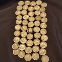 50 Silver Dimes 1957, 58 59 look at pictures