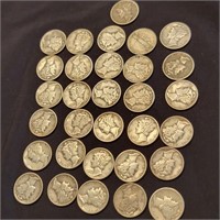 31 Mercury Silver Dimes 1938 to 1946