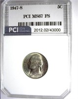 1947-S Nickel PCI MS-67 FS LISTS FOR $5000