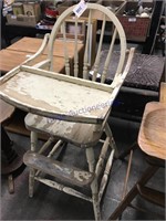 Old high chair w/ flip tray (cream color)