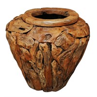 Wide Teak Vase