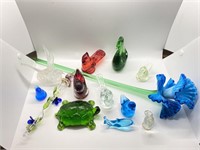 Collection of Colored Glass Figurines