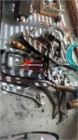 Group lot of tools, some C clamps, adjustable,
