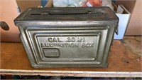 Vintage army ammo box with some shotgun shells &