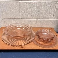 Pink Glass Trays & Bowls