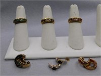 925 vermeil: three size 6 rings: ruby - emerald -