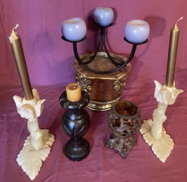 Assorted candleholders