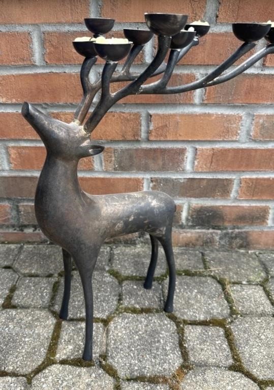 Lrg Brass Candle Holder Reindeer 20" H