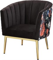 Accent Chair, Black Velvet & Gold