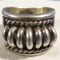 NAVAJO  STERLING RUBBED RING BY PRISCILLA APACHE