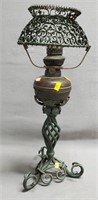 Antique Ornate Base Oil Lamp