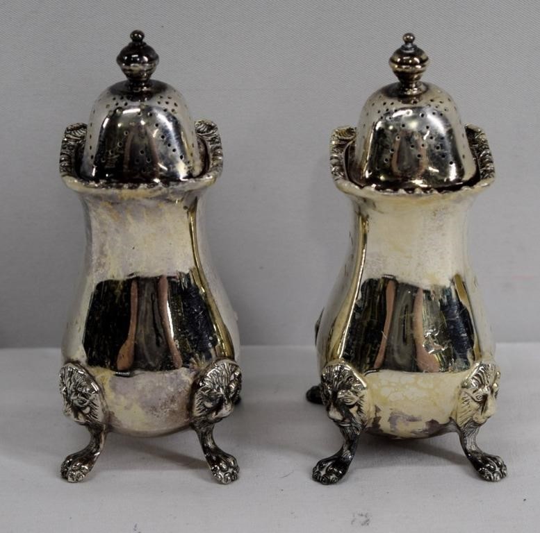 Vintage Birks Lion Footed Salt Pepper Shakers