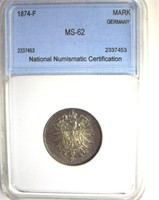 1874-F Mark NNC MS62 Germany