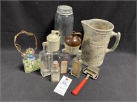 VTG Pottery, Mason Jar & Medicine Bottles