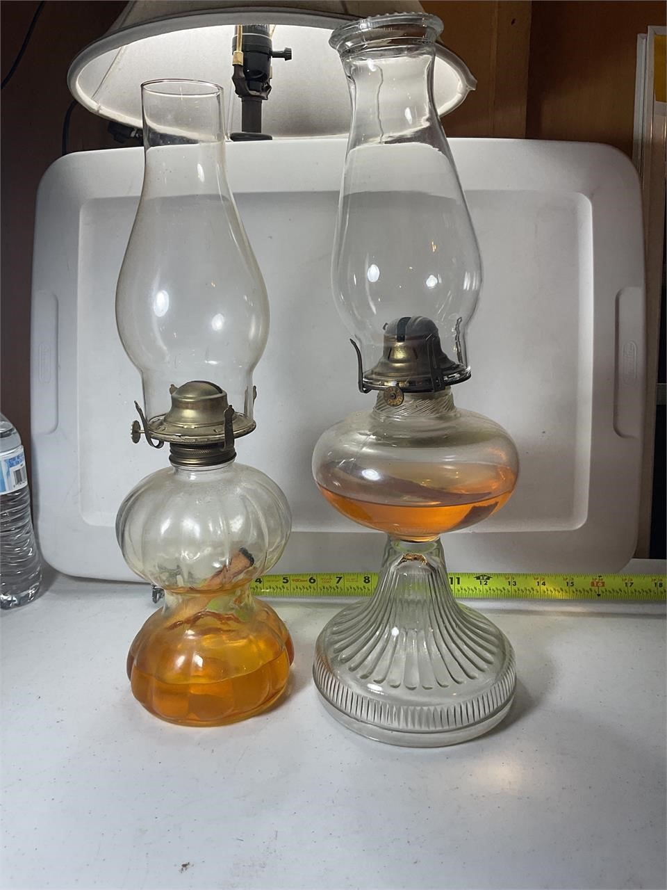 Clear Glass Pedestal Oil Lamps