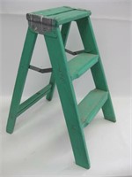 Green Painted Wood Display Step Ladder