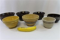 7 Vtg. Pottery Bowls, Red Wing+