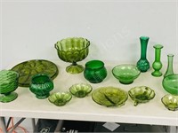 boxlot- green glassware