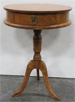 Drum Shape Accent Table w/ 3- Legs & Drawer