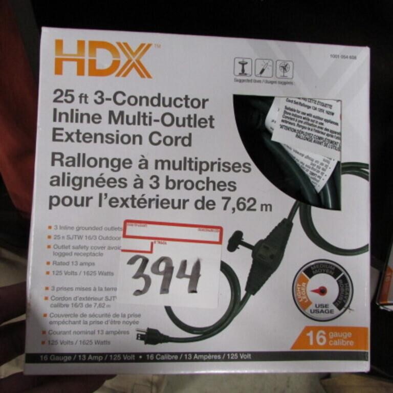 HDX 25' MULTI OUTLET EXT CORD