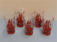 5 vintage sailboat Glasses