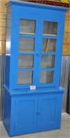Painted antique 2-pc cupboard, 80"Tx38"W