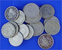 18 - V Nickels Various Dates