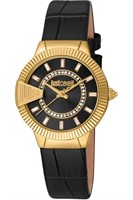Just Cavalli Women's Gold Tone Black Leather Watch