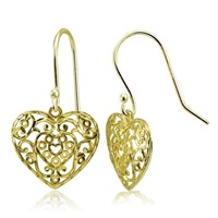 14K Yellow Gold Pl Diamond-cut Dangle Earrings