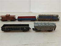 Train engine and four train cars