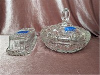 Star of David Heavy Glass Butter Dish & Candy