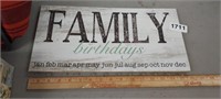 16" FAMILY BIRTHDAYS BOARD