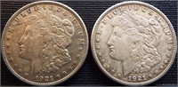 (2) 1921-S Morgan Silver Dollars - Coins