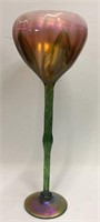 Lundberg Studios Art Glass Iridescent Tulip Vase