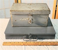 set of two metal tool boxes