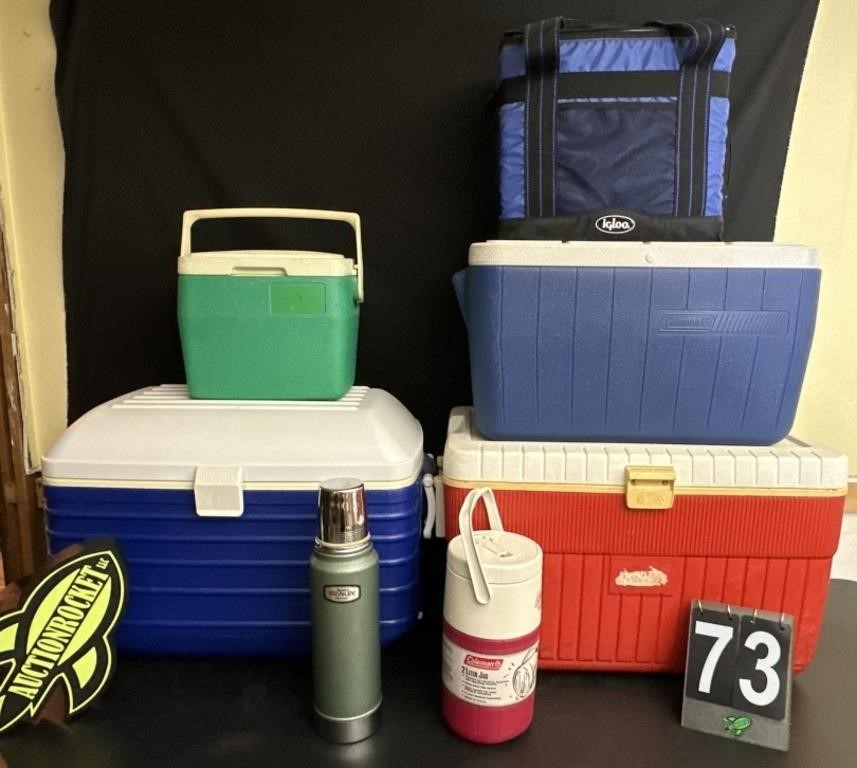 Coolers and Vintage Stanley Aladdin Thermos