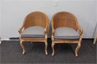 Vtg. Wood Rattan Bucket w/ Carved Duck Head Arms