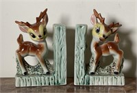 Mid century fawn porcelain bookends
