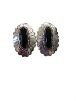 Onyx flower earrings