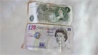 2 Bank of England Banknotes, 1 & 20